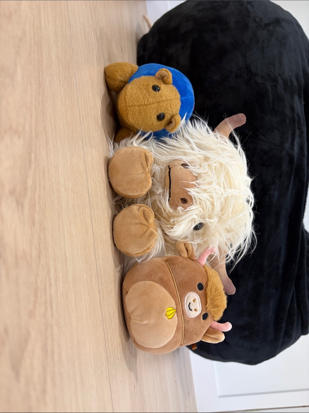 Set of 3 Plush Animal Stuffed Toys - Brown, Cream & Blue